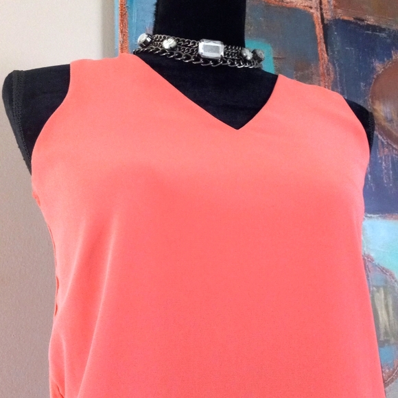Michael Kors Peach Sheer Front Layered Sleeveless Top Size Small - Picture 9 of 12